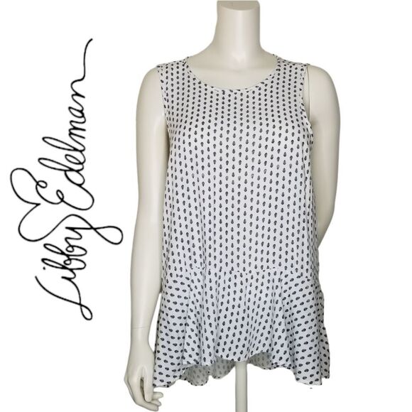 Libby Edelman‎ Womens Sleeveless White Navy Top Size L - Picture 12 of 12